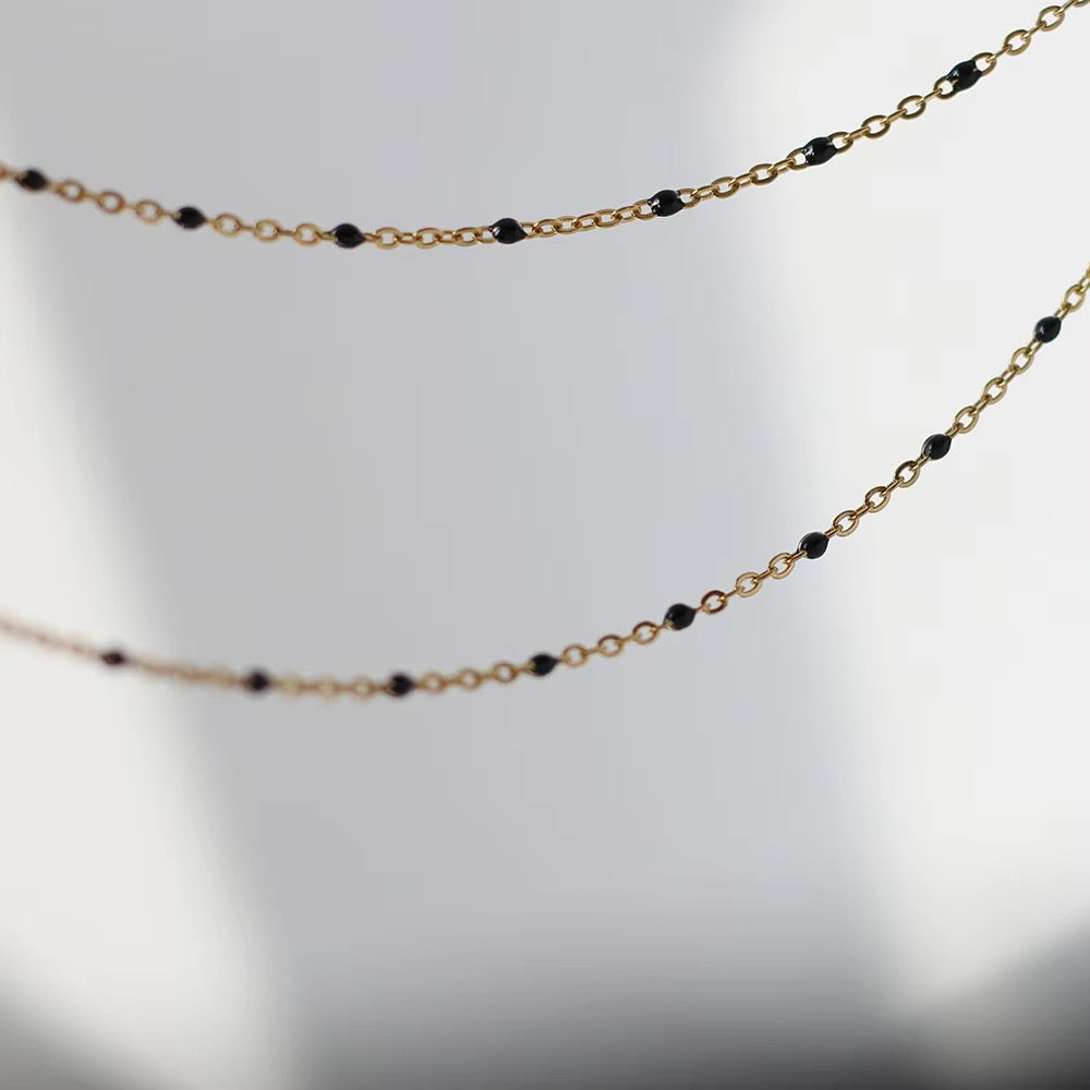 Black Beaded Chain Gold