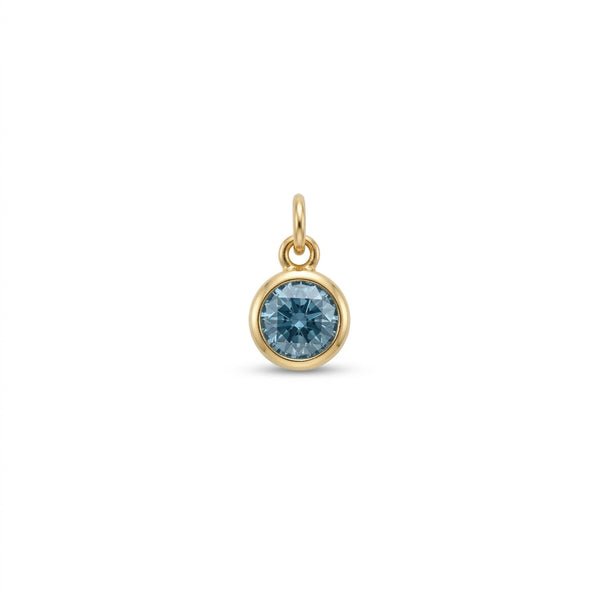 Aquamarine Solitaire Charm Gold