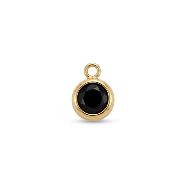 Black Onyx Solitaire Charm Gold