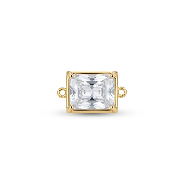 Crystal Baguette Connector Charm Gold