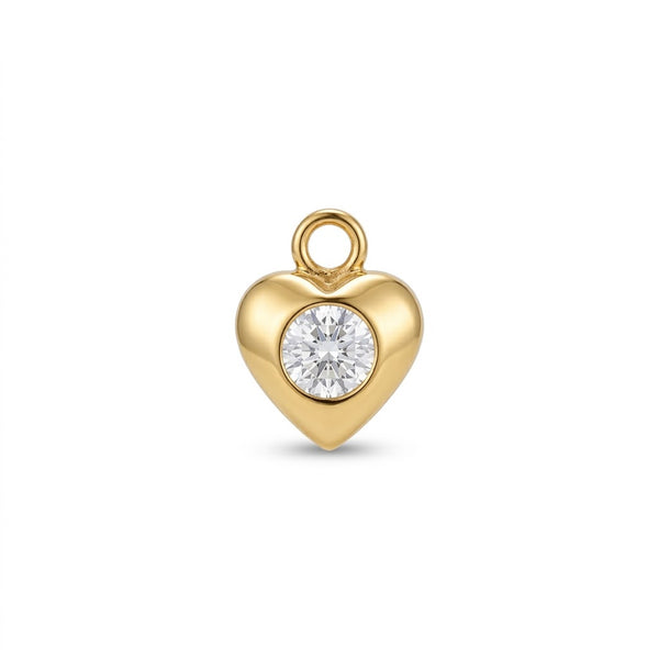 Crystal Heart Drop Charm Gold