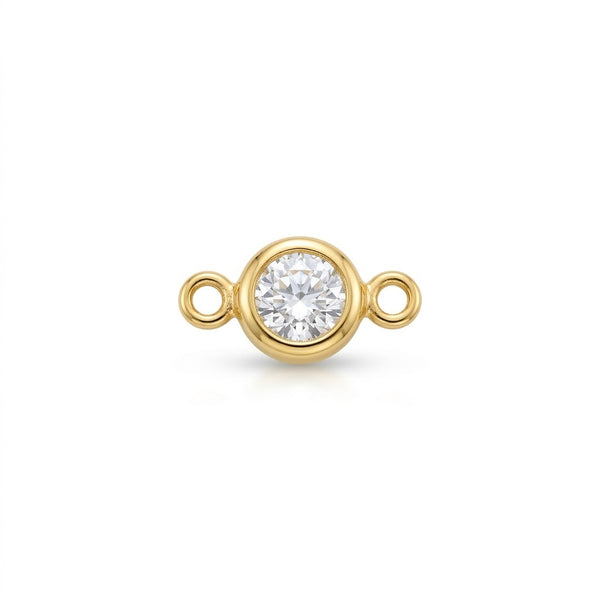 Crystal Solitaire Connector Charm Gold
