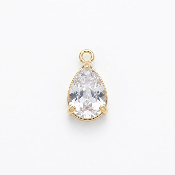 Crystal Teardrop Charm Gold