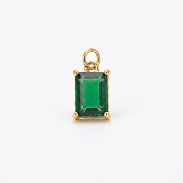 Emerald Cut Green Charm Gold