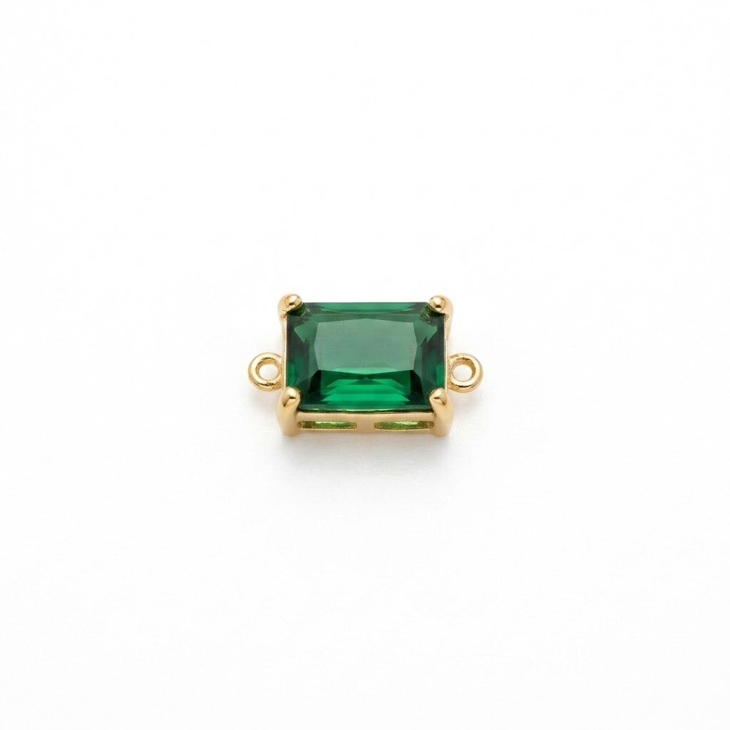 Emerald Cut Green Connector Charm