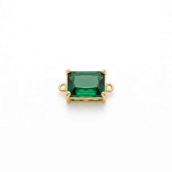 Emerald Cut Green Connector Charm Gold