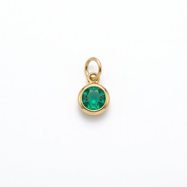 Emerald Green Solitaire Charm Gold