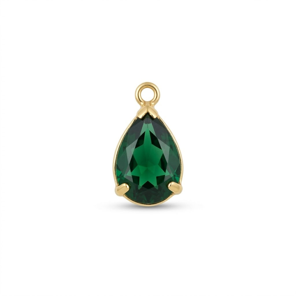 Emerald Teardrop Charm