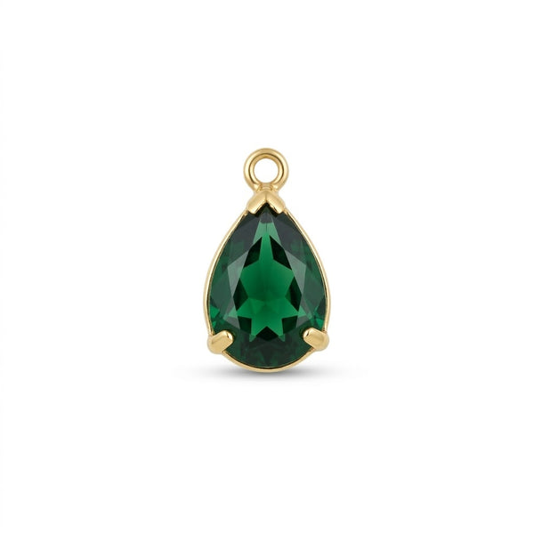 Emerald Teardrop Charm Gold