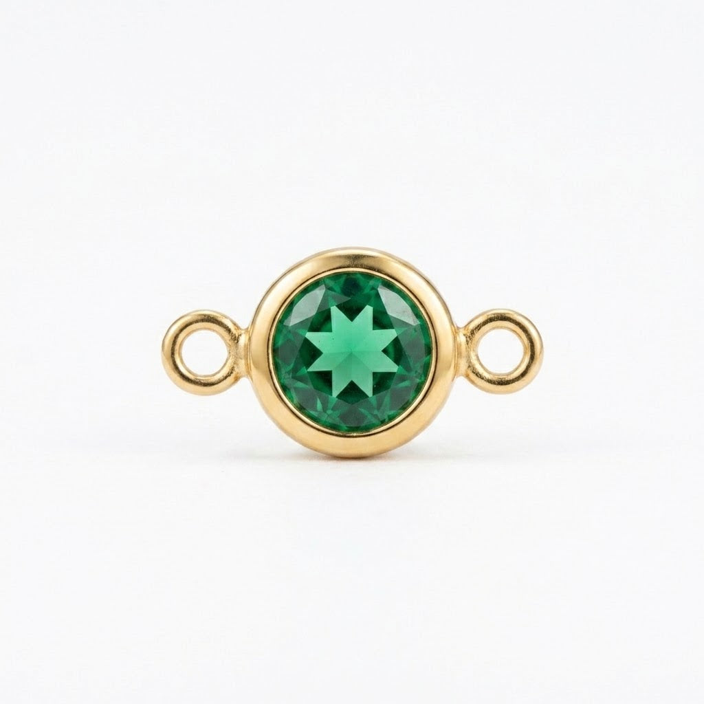 Green Solitaire Connector Charm
