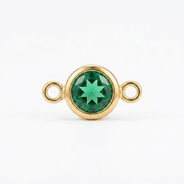 Green Solitaire Connector Charm Gold