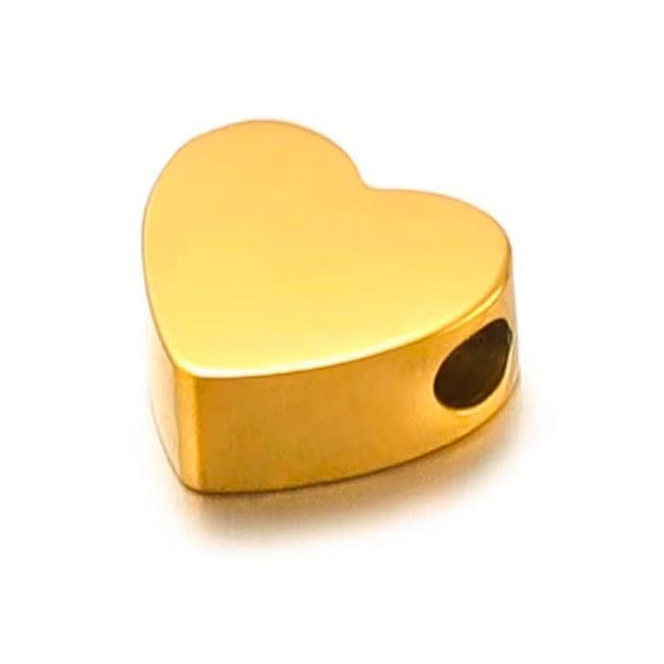 Heart Bead Charm Gold