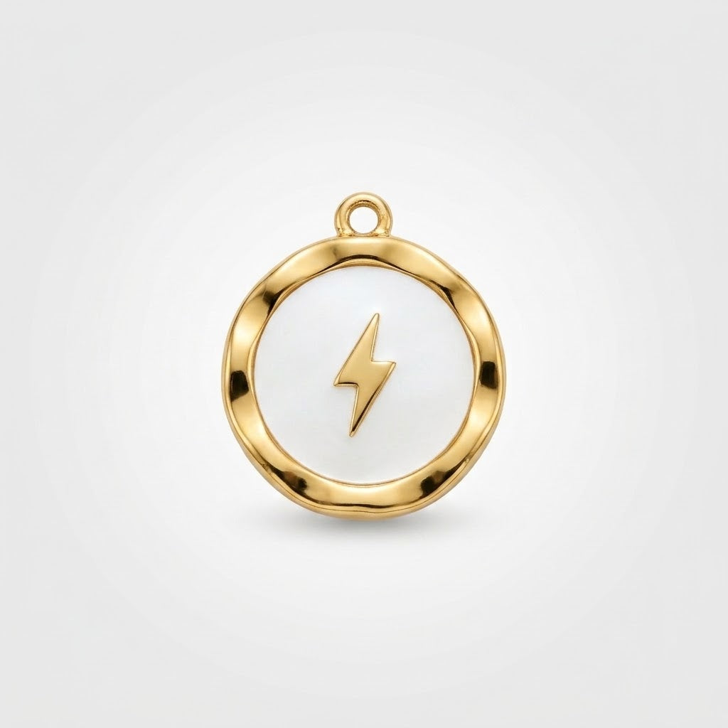 Lightning Enamel Disc Charm