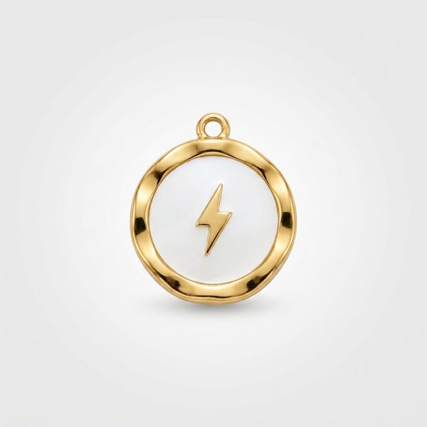 Lightning Enamel Disc Charm Gold