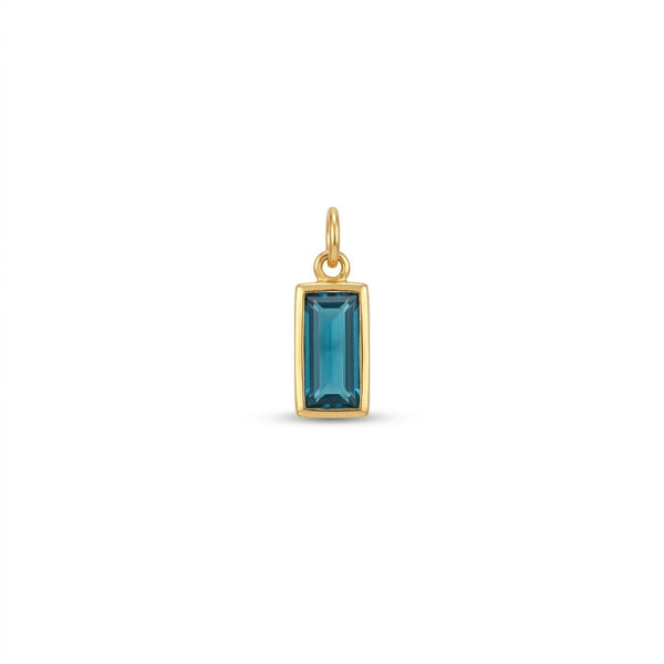 London Blue Baguette Charm Gold
