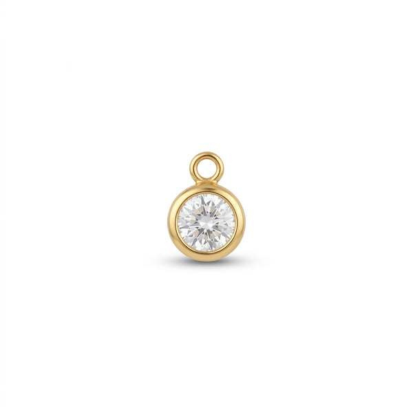 Mini Crystal Solitaire Charm Gold