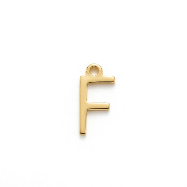 Mini Letter F Charm Gold