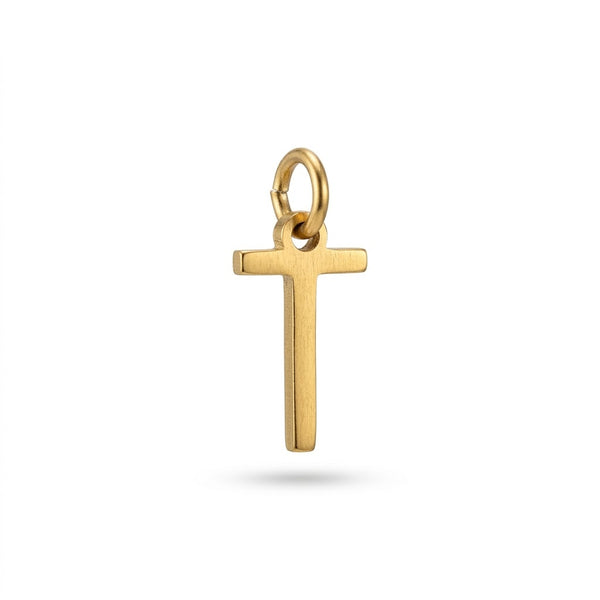 Mini Letter T Charm Gold