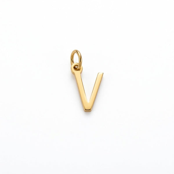 Mini Letter V Charm Gold