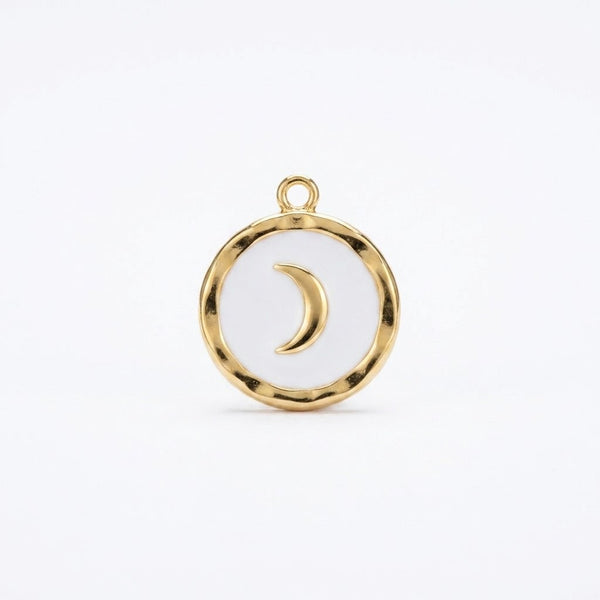 Moon Enamel Disc Charm Gold