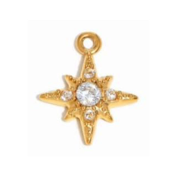 North Star Pave Charm Gold