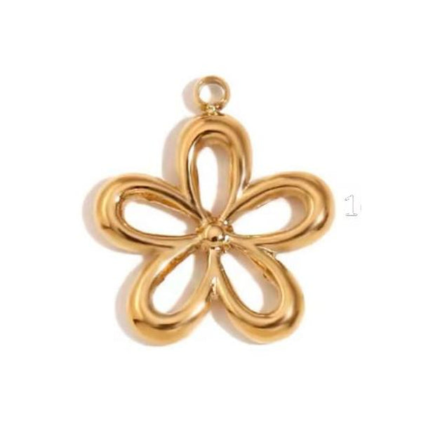 Open Flower Charm Large Gold
