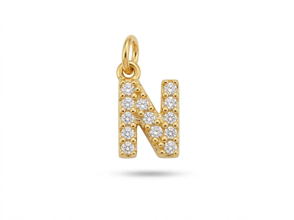 Pavé Letter N Charm
