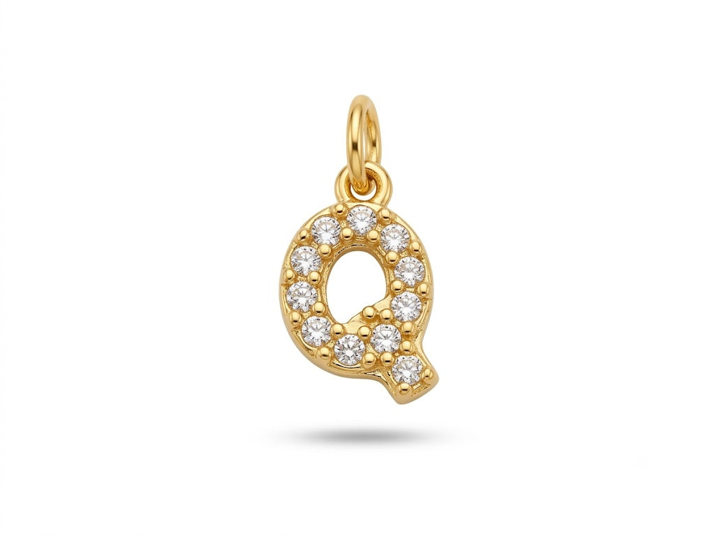 Pavé Letter Q Charm