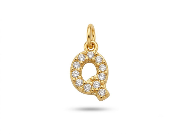 Pavé Letter Q Charm