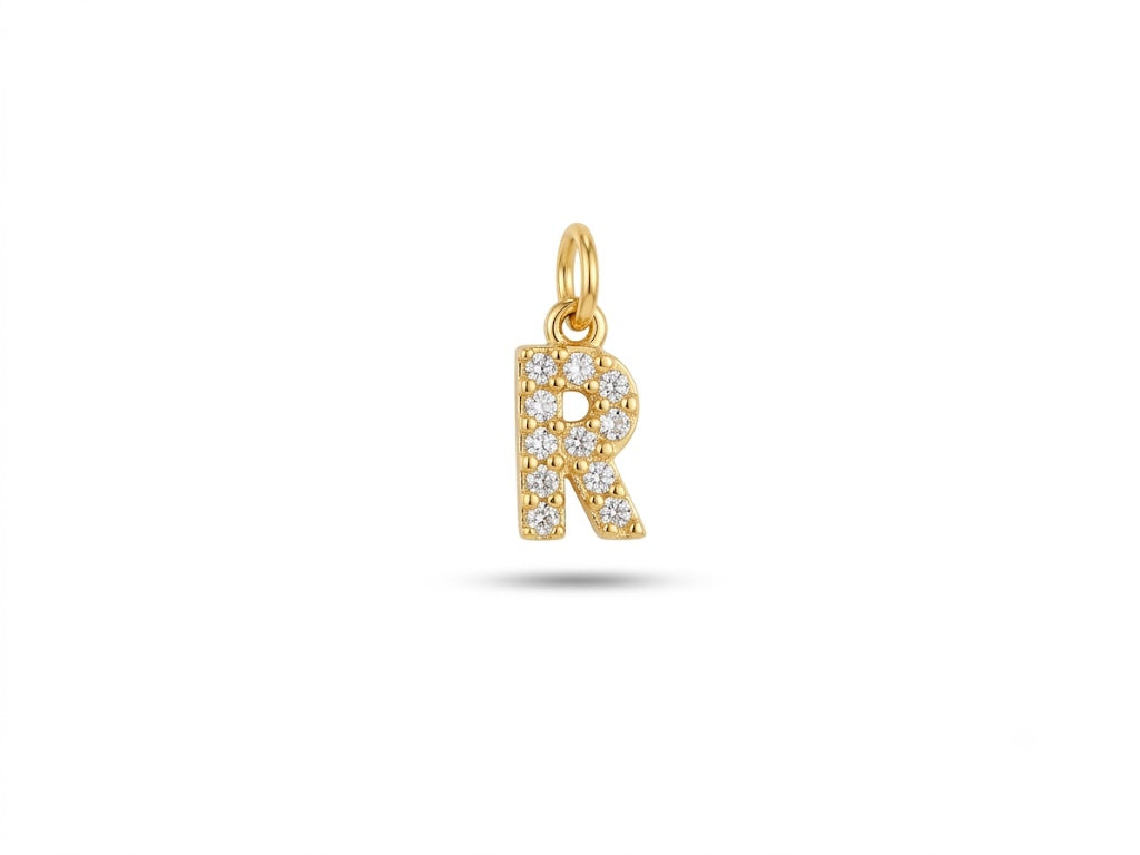 Pavé Letter R Charm