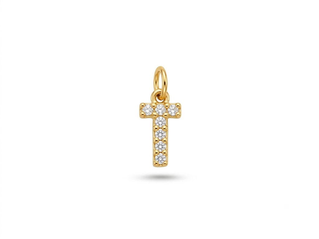 Pavé Letter T Charm