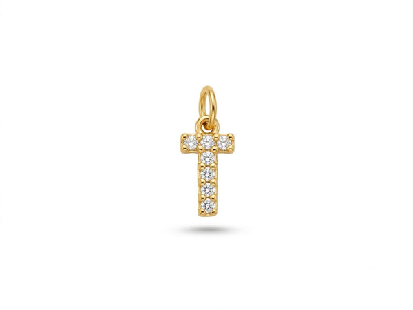 Pavé Letter T Charm