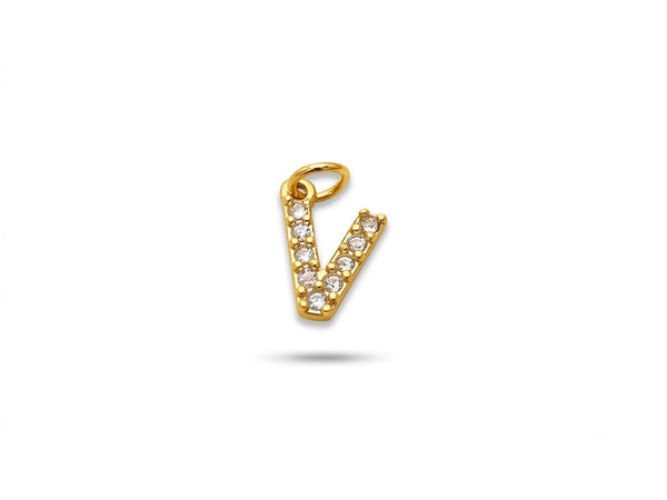Pavé Letter V Charm