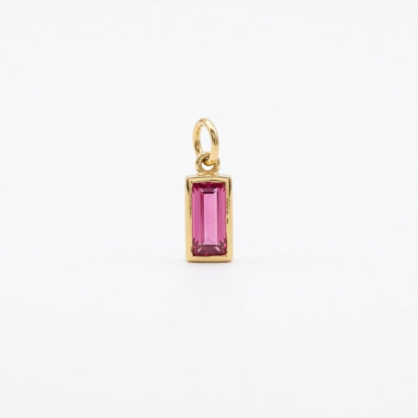 Pink Baguette Charm Gold