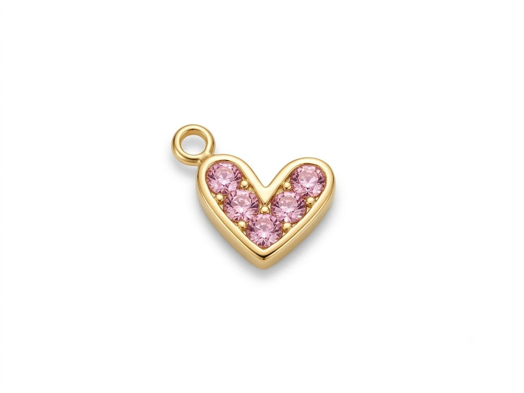 Pink Pavé Heart Charm