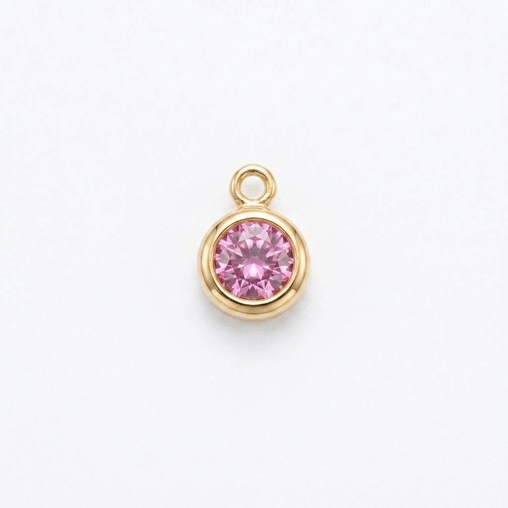 Pink Tourmaline Solitaire Charm