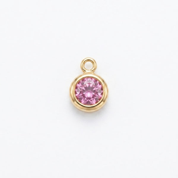 Pink Tourmaline Solitaire Charm Gold