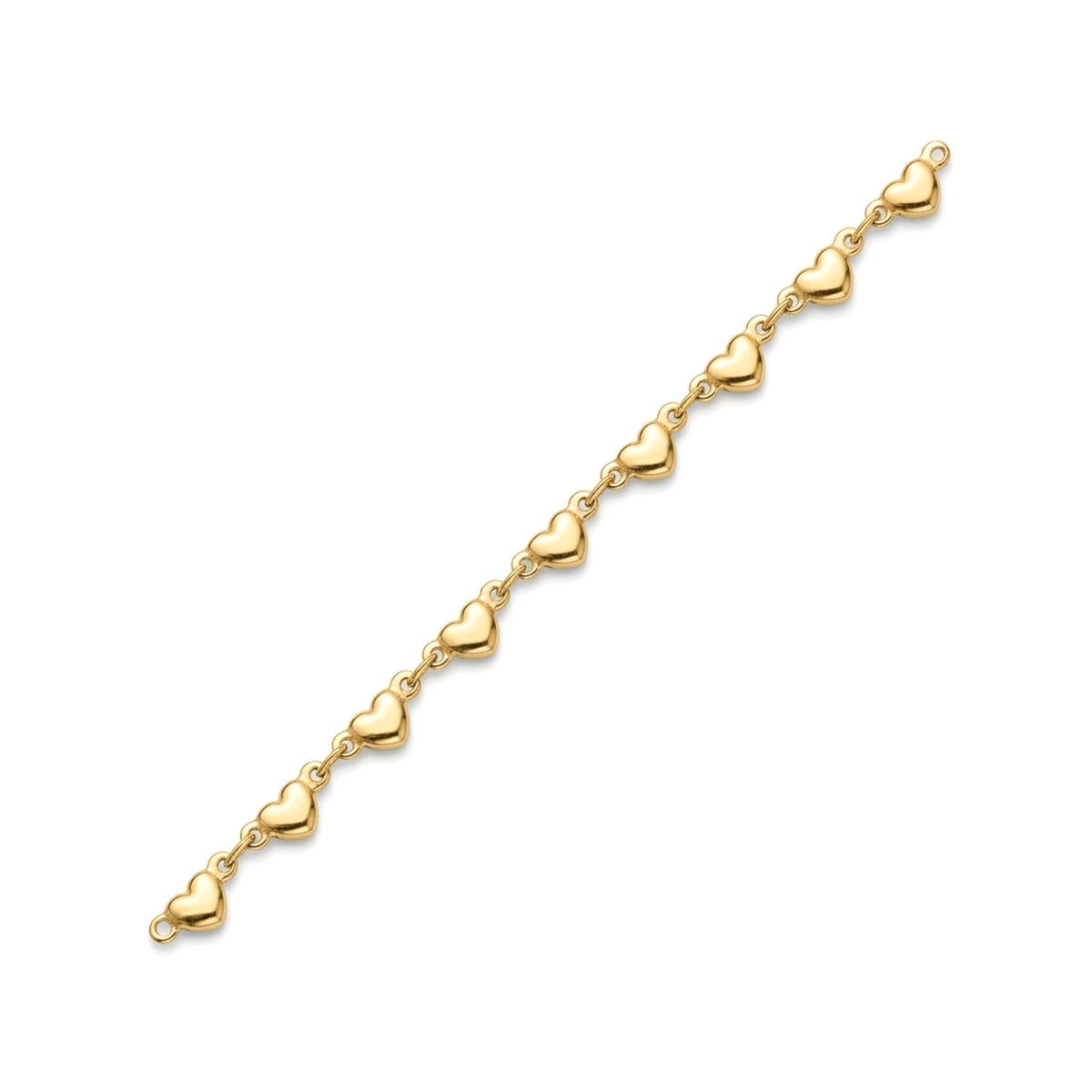 Puffed Heart Link Chain Gold