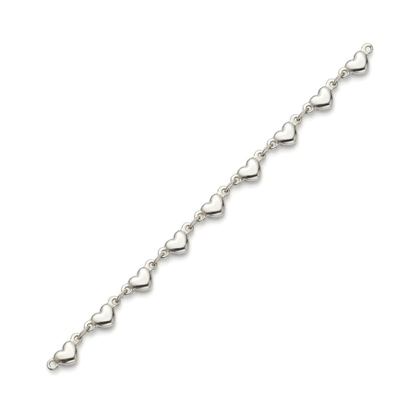 Puffed Heart Link Chain Silver
