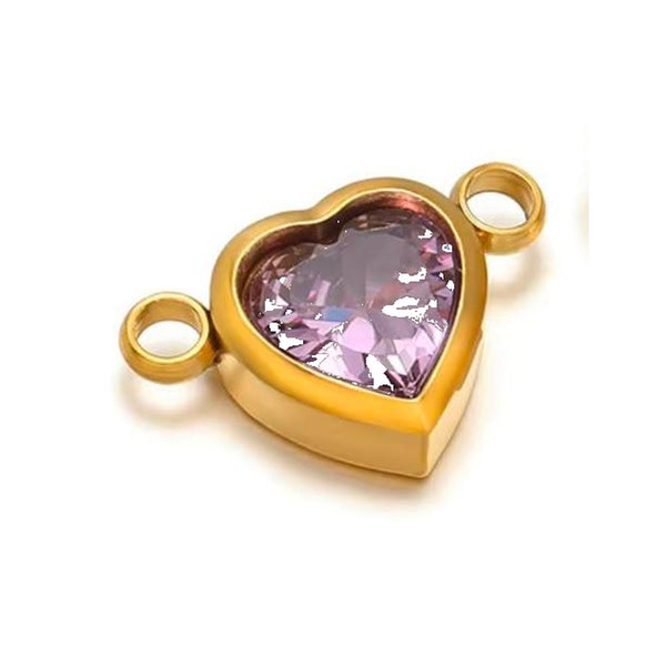 Purple Heart Connector Charm Gold