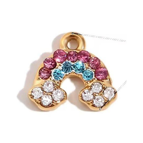 Rainbow Pave Charm Gold