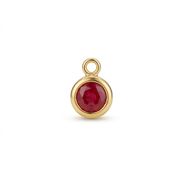 Ruby Red Solitaire Charm Gold