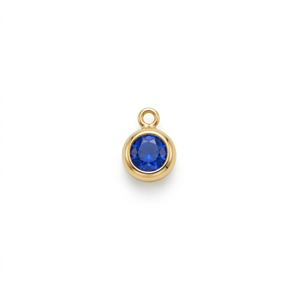 Sapphire Blue Solitaire Charm Gold