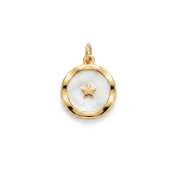 Star Mother of Pearl Disc Charm Gold